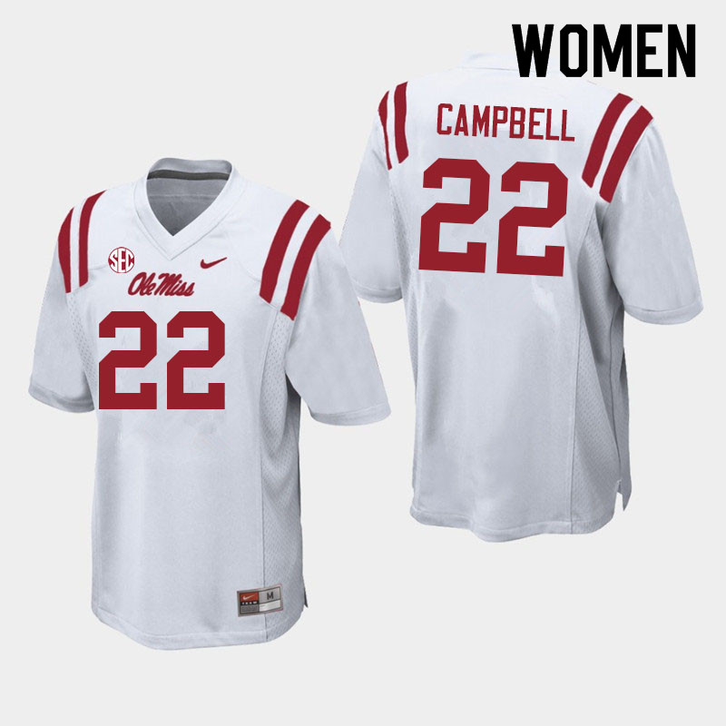 Women #22 Trace Campbell Ole Miss Rebels College Football Jerseys Sale-White